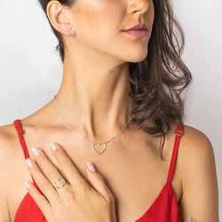 Conjunto Amores em Prata 925 (anel, brinco e corre... - Tarciana Joias