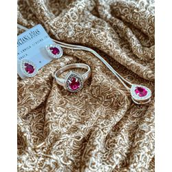 Kit Dia das Mães em Prata 925 com Zircônia Rosa Go... - Tarciana Joias