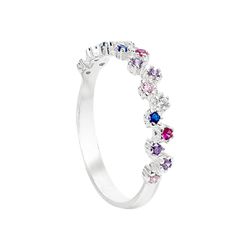 Anel Flores Zig Zag com Zircônias Coloridas Prata ... - Tarciana Joias