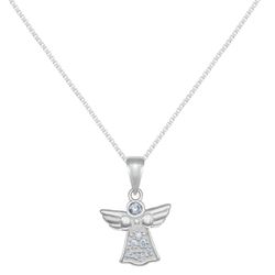 Pingente Anjo com Zircônia Cristal em Prata 925 - ... - Tarciana Joias