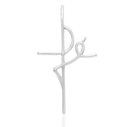 Pingente Fé Crucifixo Fino em Prata 925 - P373 - Tarciana Joias