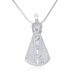 Pingente Nossa Senhora Aparecida Grande Pedras Zir... - Tarciana Joias