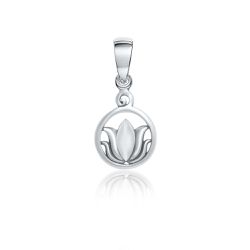 Pingente Oval Flor de Lotus Vazado em Prata 925 - ... - Tarciana Joias