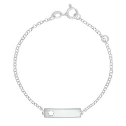 Pulseira Infantil Plaquinha com Flor Vazada Nome P... - Tarciana Joias