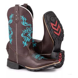 Bota Texana Feminina Tatu Virado Bico Quadrado Bor... - TATU VIRADO