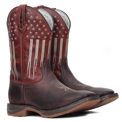 Bota Texana Masculina Couro Fóssil Café e Pinhão S... - TATU VIRADO