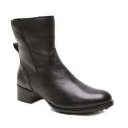 Bota Cano Médio Em Couro De Cabra Preta - Mezzo Punto