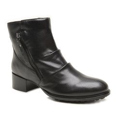 Bota Cano Médio Em Couro De Cabra Preta - Mezzo Punto