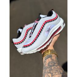 TENIS NK AIR MAX 97 BRANCO VERMELHO ESCRITO PRETO ... - BEM VINDOS 