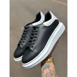 TENIS ALEXANDER MCQUEEN OVERSIZED COURO PRETO BRAN... - BEM VINDOS 