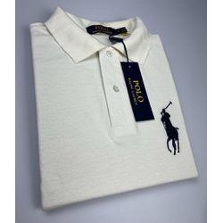 Camiseta Gola Polo Ralph Lauren Creme Bordado Pret... - BEM VINDOS 