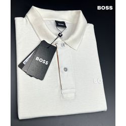 Camiseta Gola Polo Hugo Boss Creme Com Detalhe Lat... - BEM VINDOS 