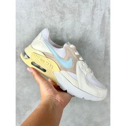 Tenis Nk Air Max Excee Couro BRANCO/AZUL/AMARELO -... - BEM VINDOS 