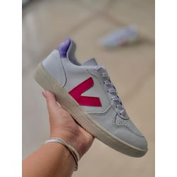 TENIS CASUAL VERT V-10 COURO BRANCO PINK ROXO - V1... - BEM VINDOS 