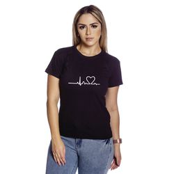 Camiseta Baby Look Feminina Estampa Coração - TechMalhas