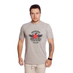 Camiseta Masculina Estampa Amazing Rock Cinza - TechMalhas