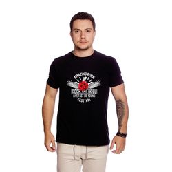 Camiseta Masculina Estampa Amazing Rock Preta - TechMalhas