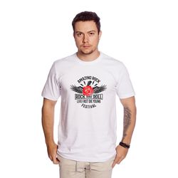 Camiseta Masculina Estampa Amazing Rock Branca - TechMalhas