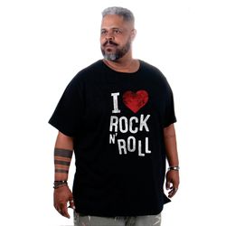 Camiseta Masculina Estampa I Love Rock Plus Size P... - TechMalhas