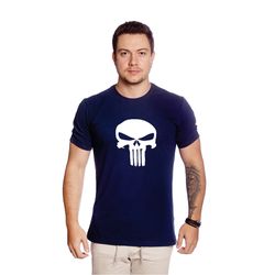 Camiseta Masculina Estampa Justiceiro Azul - TechMalhas