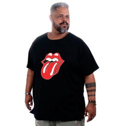Camiseta Masculina Estampa Rock Plus Size Preta - TechMalhas