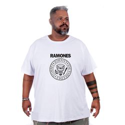 Camiseta Masculina Estampa Ramones Plus Size Branc... - TechMalhas