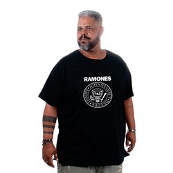 Camiseta Masculina Estampa Ramones Plus Size Preta - TechMalhas
