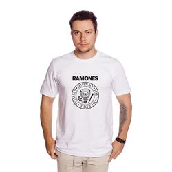 Camiseta Masculina Estampa Ramones Branca - TechMalhas