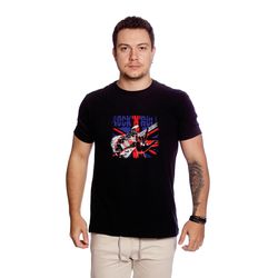 Camiseta Masculina Estampa Rock 'n' Roll Preta - TechMalhas