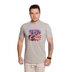Camiseta Masculina Estampa Rock 'n' Roll Cinza - TechMalhas