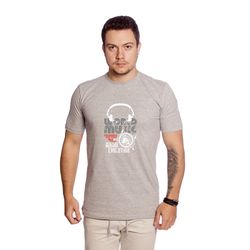 Camiseta Masculina Estampa World Music Cinza - TechMalhas