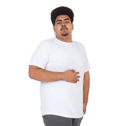 Camiseta Masculina Básica Plus Size Branca - TechMalhas
