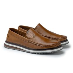 Mocassim Loafer Oasis em Couro - Whisky - 09404-34... - TESTAAEI