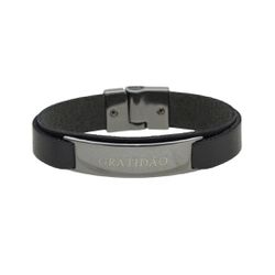 Pulseira Gratidão Laroche de Couro Masculina - Pre... - TESTAAEI