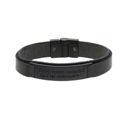 Pulseira Tudo Posso Laroche de Couro Masculina - P... - TESTAAEI