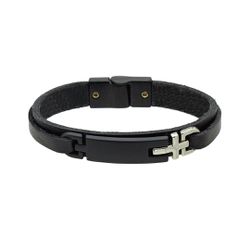 Pulseira de Couro bridão preto e cromado - Preto -... - TESTAAEI
