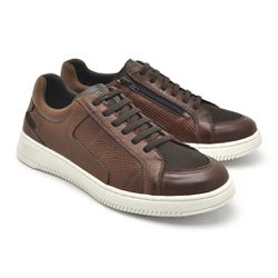 Sapatenis Casual Apolo em Couro Masculino - Marrom... - TESTAAEI