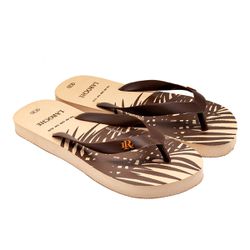 Chinelo Laroche Cairo Folhas - Tira Marrom - 02300... - TESTAAEI