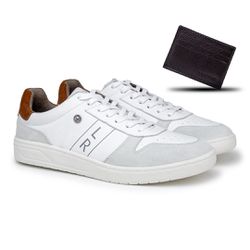 Sapatenis Casual Munique em Couro - Branco + Brind... - TESTAAEI