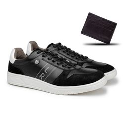 Sapatenis Casual Munique em Couro - Preto + Brinde... - TESTAAEI
