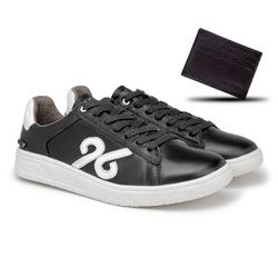 Sapatenis Casual Munique 96 em Couro - Preto + Bri... - TESTAAEI