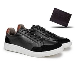 Sapatenis Casual Munique em Couro - Preto + Brinde... - TESTAAEI
