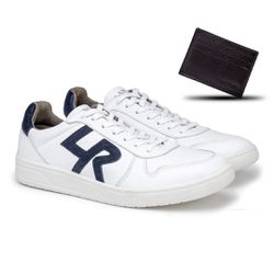 Sapatenis Casual Munique LR em Couro - Branco + Br... - TESTAAEI