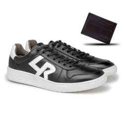 Sapatenis Casual Munique LR em Couro - Preto + Bri... - TESTAAEI