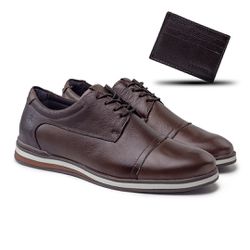 Sapato Casual Torino em Couro - Café + Brinde Port... - TESTAAEI