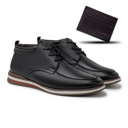 Sapato Casual Cano Médio Torino em Couro - Preto +... - TESTAAEI