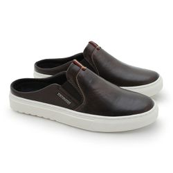 Mule Masculino Connect em Couro - Café - 07328-262... - TESTAAEI