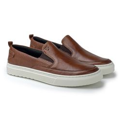 Slip On Masculino Connect em Couro - Brown - 07331... - TESTAAEI