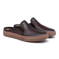 Mule Masculino Connect em Couro - Café - 07350-262... - TESTAAEI