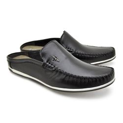 Mule Masculino Dumont em Couro Legitimo Preto - 0... - TESTAAEI